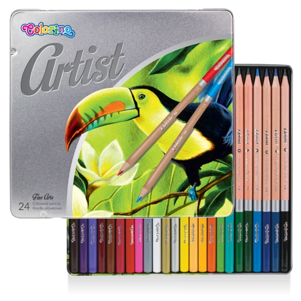 Олівці кольорові premium, серія Artist, 24 кол. в метал.коробці Colorino 83263PT
