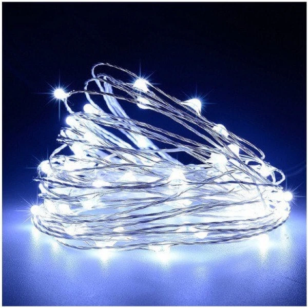 Гірлянда "Роса" 50 LED, біла, 5 м, на батарейках, 9133-006