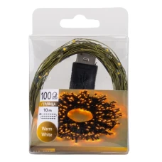 Гірлянда "Роса" 100 LED, жовта, 10 м, від USB, 9133-013