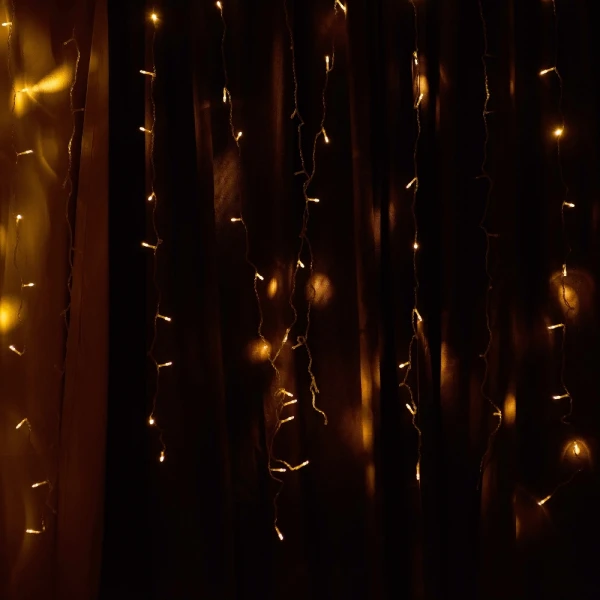 Гірлянда-штора 300 LED, жовта, 3*3 м, від USB, 9133-025