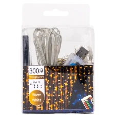 Гірлянда-штора 300 LED, жовта, 3*3 м, від USB, 9133-025