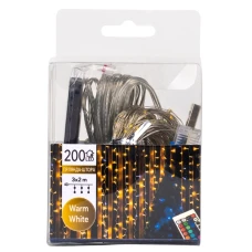 Гірлянда-штора 200 LED, жовта, 3*2 м, від USB, 9133-022