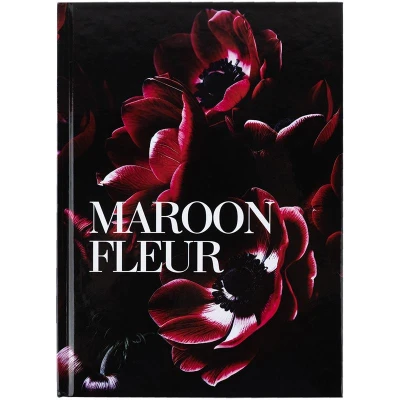 Книга записна тверда обкл. А5, 96 арк., кліт., Maroon fleur 8459-1-A