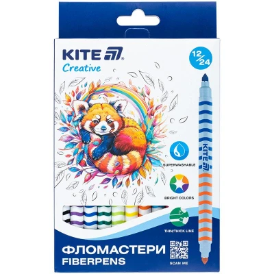 Фломастери двосторонні, набір 12шт, Kite Creative K-1151