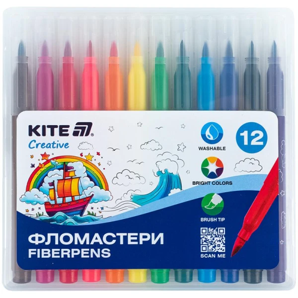 Фломастери-пензлики, набір 12шт, Kite Creative K-1150