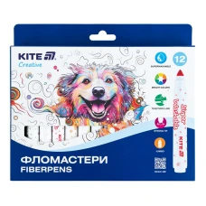 Фломастери, набір 12шт, Kite Creative Superwashable Jumbo K-1155