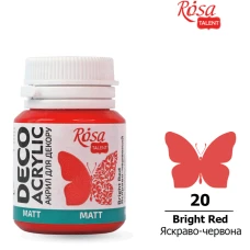 Акрил для декору 20, Яскраво-червоний, матовий, 20 мл, ROSA Talent