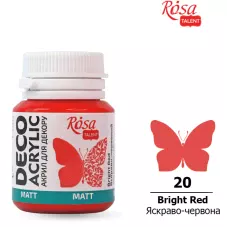 Акрил для декору 20, Яскраво-червоний, матовий, 20 мл, ROSA Talent