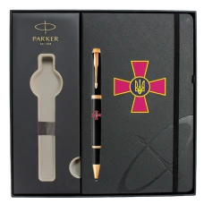 Набір Parker IM ARMY Black GT RB Емблема ЗСУ (ручка-ролер + блокнот Parker) 22022b24_W0010u
