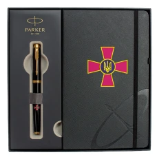 Набір Parker IM ARMY Black GT RB Емблема ЗСУ (ручка-ролер + блокнот Parker) 22022b24_W0010u