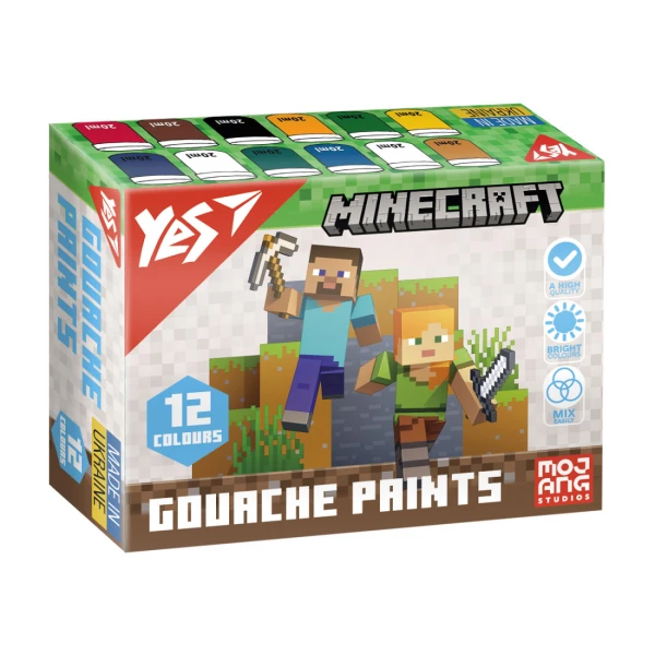 Фарби гуашеві Minecraft 12 кол. 20 мл., 230407 YES