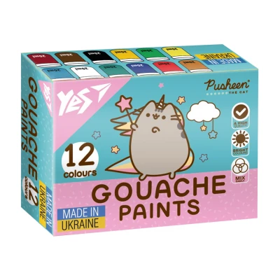 Фарби гуашеві Pusheen 12 кол. 20 мл., 230402 YES