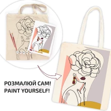 Набір, екосумка-розмальовка, „Floral Girl“, А3, бавовна 220 г/м2, 38х42см, ROSA Talent