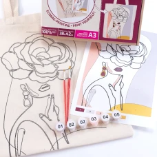 Набір, екосумка-розмальовка, „Floral Girl“, А3, бавовна 220 г/м2, 38х42см, ROSA Talent