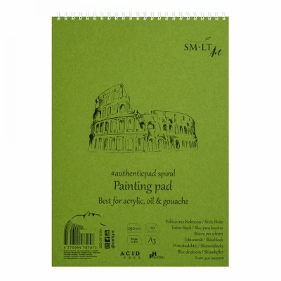 Альбом для акрилу та олії на спіралі AUTHENTIC (DRAWING) А3, 290г/м2, 20л, білий папір, Smiltainis