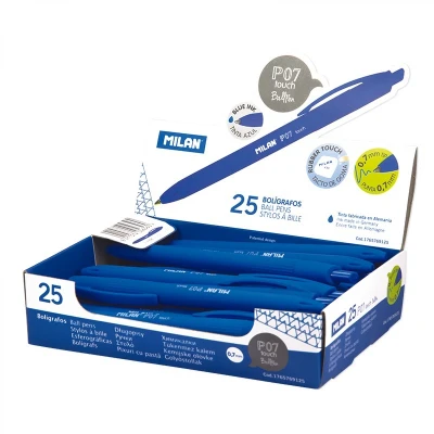 Ручка кулькова автом. 0.7 мм. синя, із прогумованим корпусом, P07 Milan 1765769125