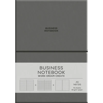 Зошит Business, А5/96 арк., у лінію, PU, м'яка палітурка, кремовий блок, 80г/м2, A5-7137Dark Gray 