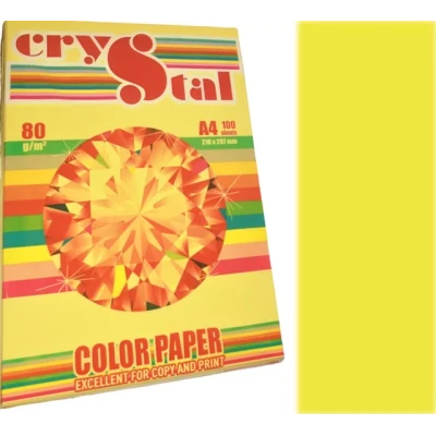 Папір кольоровий Crystal Color Paper А4 80 г/м. 100 арк. неон Neon Yellow 363, жовтий