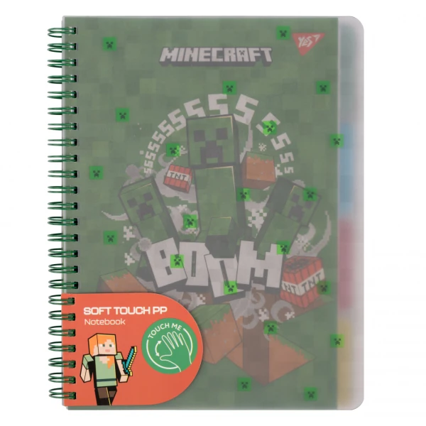 Зошит для записів А5, 80 арк., лінія, софт-тач пласт.обкл. "Minecraft" 765738 YES