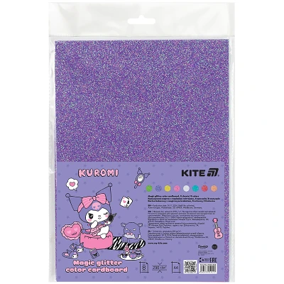 Картон кольоровий з чарівним гліттером (8арк/8 кол), А4, Kuromi HK22-423 Kite