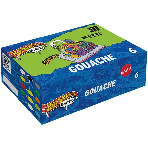 Фарби гуашеві, 6 кол., 20мл., Hot Wheels HW25-062 Kite