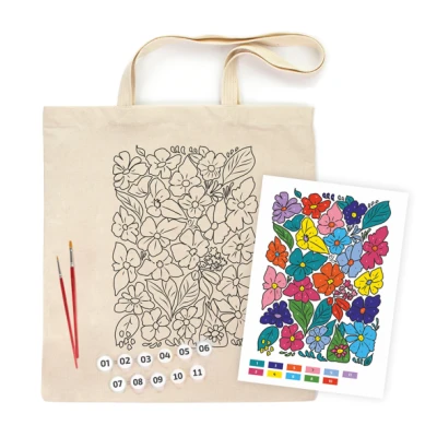 Набір, екосумка-розмальовка, „Funny Flowers“, бавовна 220 г/м2, 38х42см, ROSA Talent