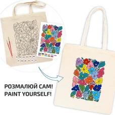 Набір, екосумка-розмальовка, „Funny Flowers“, бавовна 220 г/м2, 38х42см, ROSA Talent