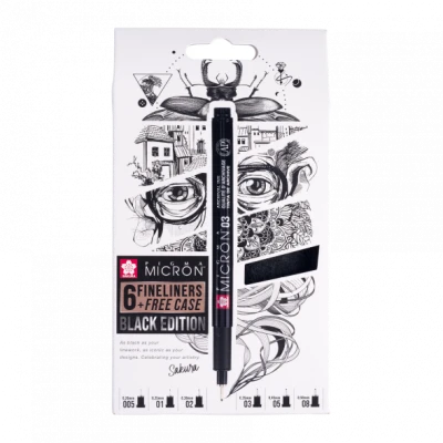 Набір лінерів PIGMA MICRON Black Edition, 6 шт.(005-08), Чорний, Sakura