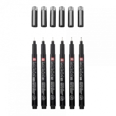 Набір лінерів PIGMA MICRON Black Edition, 6 шт.(005-08), Чорний, Sakura