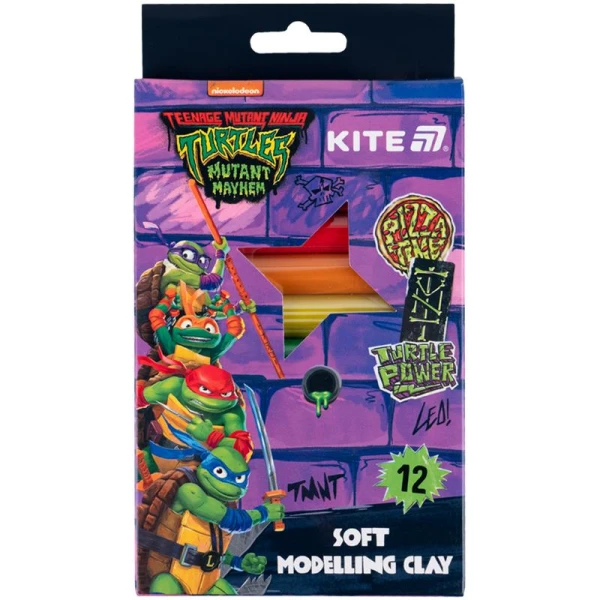 Пластилін восковий, 12 кольорів, 200 г. Ninja Turtles NT25-086 Kite