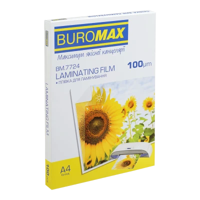 Плівка для ламінування, 100 мкм, A4 (216x303мм), глянцева, по 100 шт.в упаковці, BM.7724