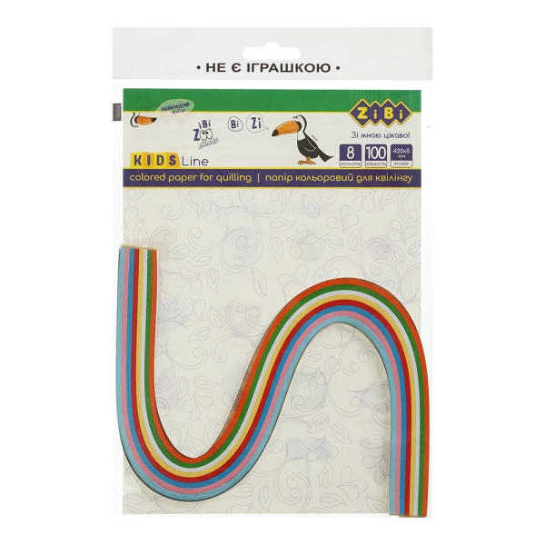Папір кольоровий для квілінгу, 160г/м2, 420х5 мм, 100 шт, KIDS Line, ZB.1810-99 Zibi