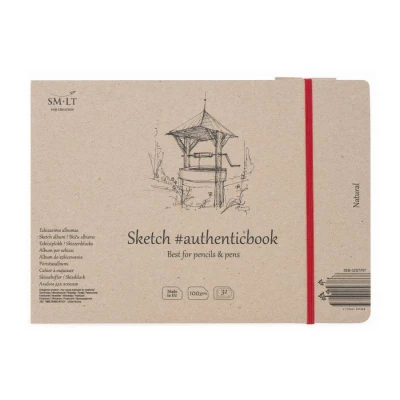Альбом для ескізів AUTHENTIC А5 (24,5*17,6см), 100г/м2, 32л, натуральний колір, Smiltainis