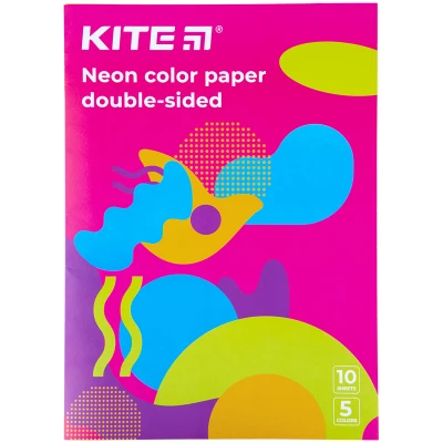 Папір кольоровий неон. (10арк/5кол), A4 Kite Fantasy K22-252-2 