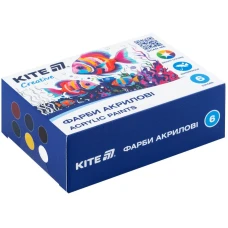Фарби акрилові, 6 кольорів, 20 мл, Kite Creative K-271