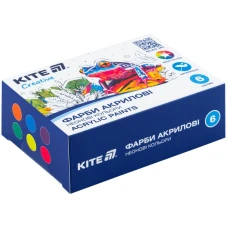 Фарби акрилові, 6 неонових кольорів, 20 мл, Kite Creative K-274