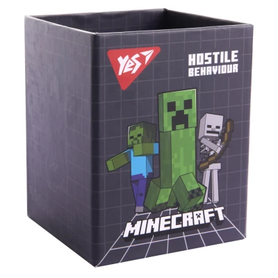 Стакан для письмового приладдя YES Minecraft, картон, сірий, 708332
