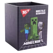 Стакан для письмового приладдя YES Minecraft, картон, сірий, 708332
