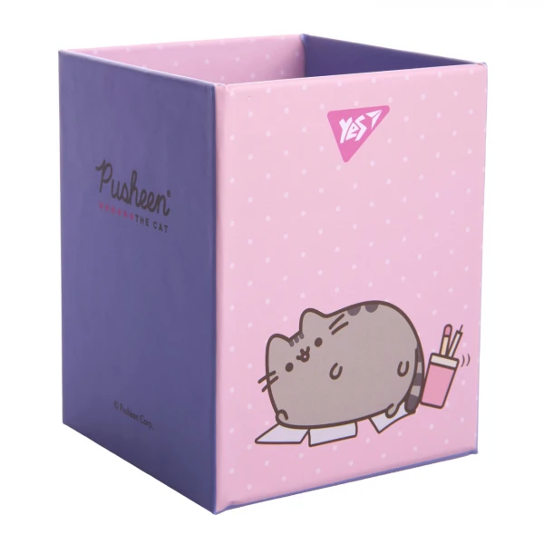 Стакан для письмового приладдя YES "Pusheen", картон, блакитни, 708333