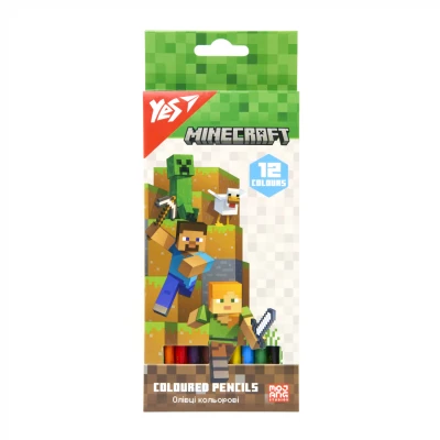 Олівці кольорові тригранні, 12 шт. Minecraft, 290760 YES