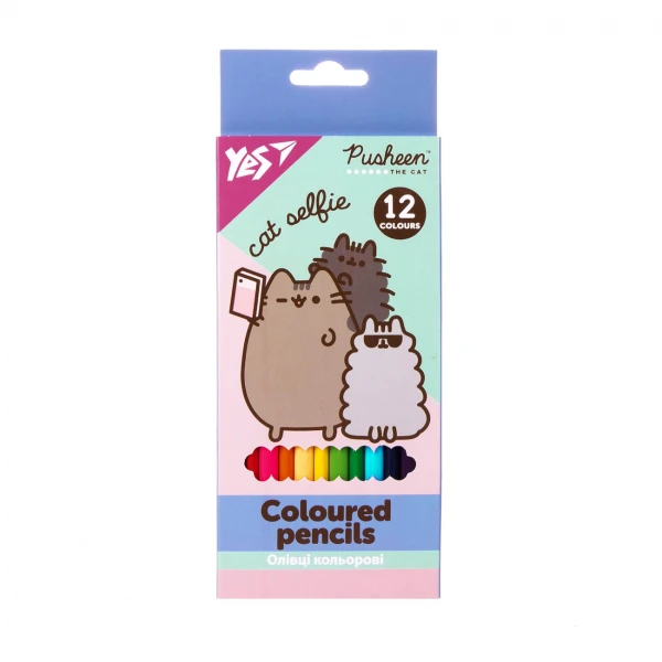 Олівці кольорові тригранні, 12 шт. "Pusheen", 290761 YES