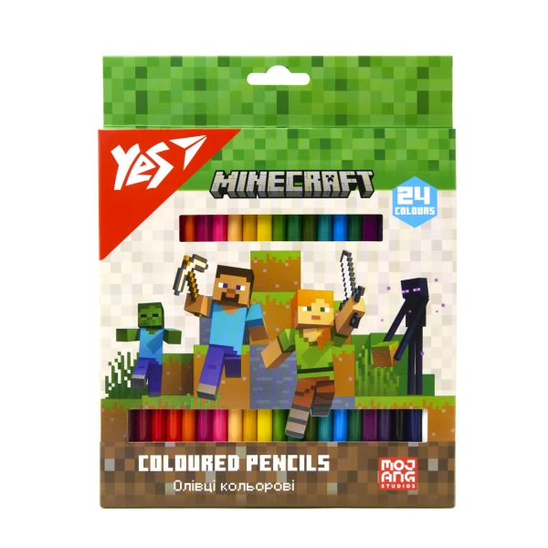 Олівці кольорові тригранні, 24 шт. Minecraft, 290770 YES