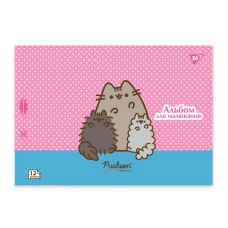Альбом для малювання, А4 12 арк. 100г/м2, скоба з перфорацією, "Pusheen" 130588 YES