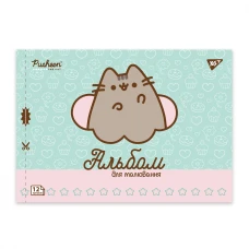 Альбом для малювання, А4 12 арк. 100г/м2, скоба з перфорацією, "Pusheen" 130588 YES