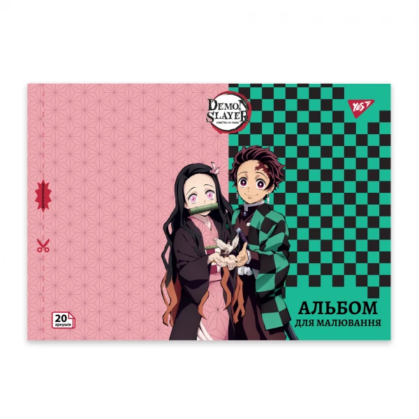 Альбом для малювання, А4 20 арк. 100г/м2, скоба з перфорацією, "Demon Slayer)" 130586 YES