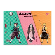 Альбом для малювання, А4 20 арк. 100г/м2, скоба з перфорацією, "Demon Slayer)" 130586 YES