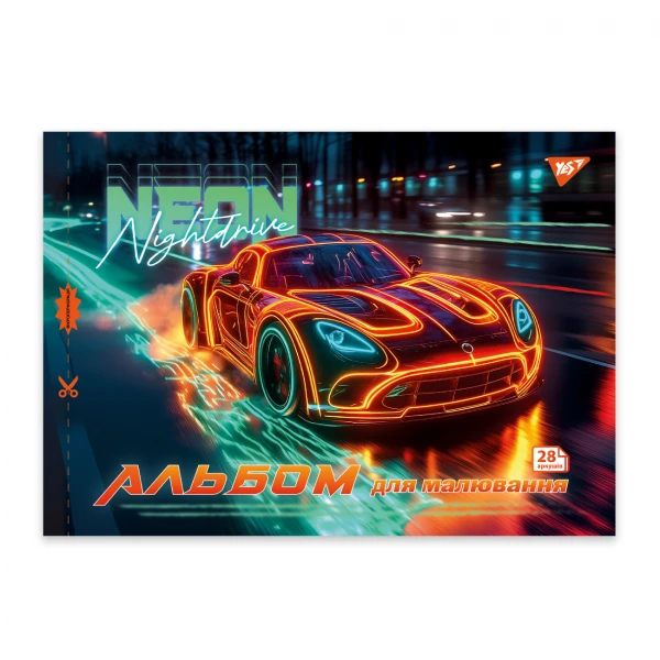 Альбом для малювання, А4 28 арк. 100г/м2, скоба з перфорацією, "Cars" 130606 YES