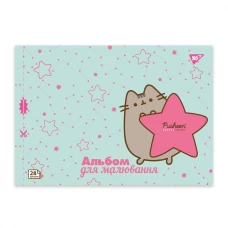 Альбом для малювання, А4 28 арк. 100г/м2, скоба з перфорацією, "Pusheen" 130590 YES