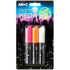 Фарби для гриму, 3 шт NEON (рожевий, помаранчевий, білий) FD10B3-ND Amos
