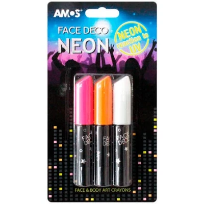 Фарби для гриму, 3 шт NEON (рожевий, помаранчевий, білий) FD10B3-ND Amos